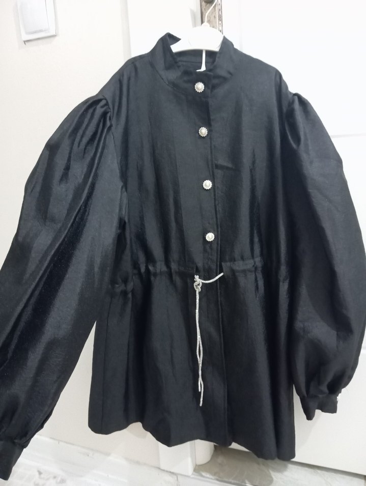 Siyah Keten Gömlek - Görsel 3
