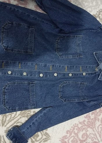 Kadın Lacivert Düğmeli Denim Ceket - Görsel 2