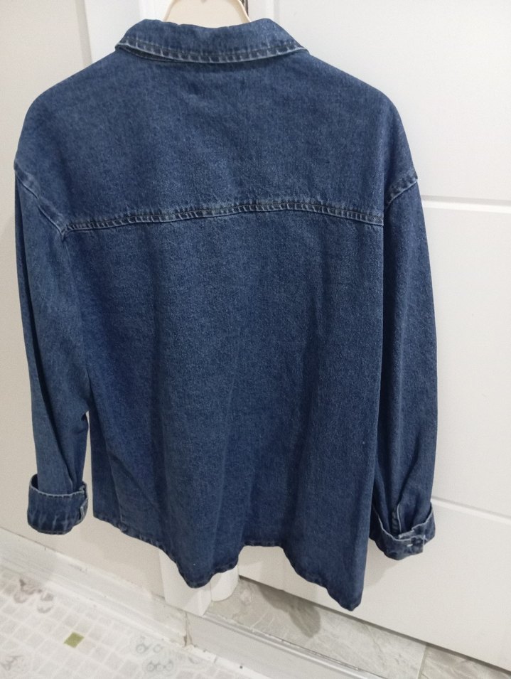 Kadın Lacivert Düğmeli Denim Ceket - Görsel 3