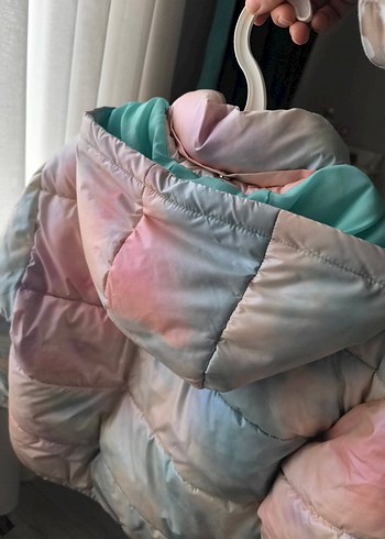 Çok Renkli Pastel Bağlama Desenli Kız Mont - Görsel 4