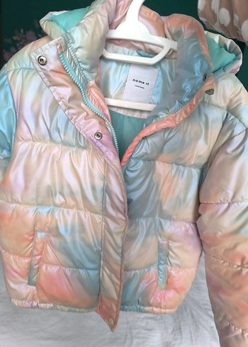 Çok Renkli Pastel Bağlama Desenli Kız Mont - Görsel 7