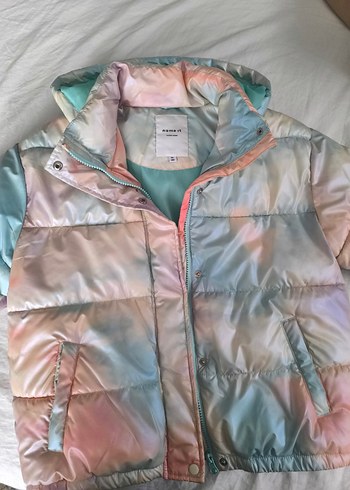 Çok Renkli Pastel Bağlama Desenli Kız Mont - Görsel 2