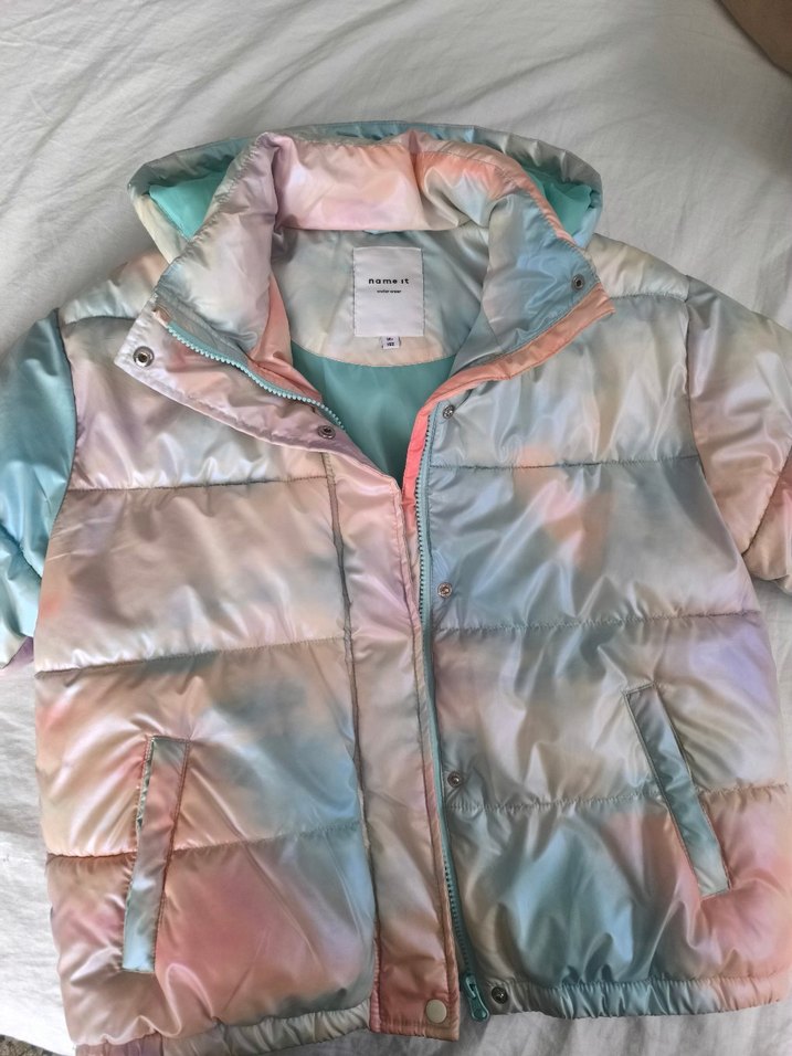 Çok Renkli Pastel Bağlama Desenli Kız Mont - Görsel 2