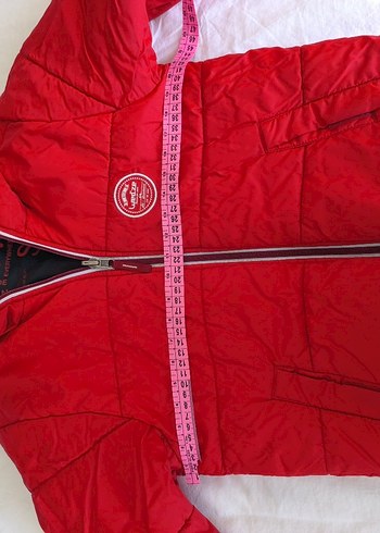 Koyu Kırmızı Baskılı Fermuarlı Erkek Mont - Görsel 3