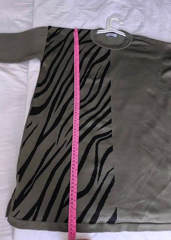 Gri Zebra Desenli Kadın Triko Sweatshirt - Görsel 4