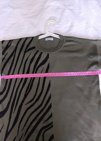 Gri Zebra Desenli Kadın Triko Sweatshirt - Görsel 3