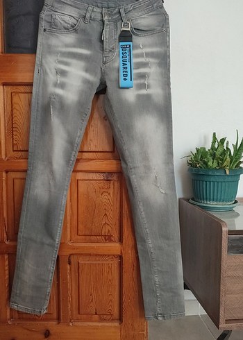 DSquared2 Dsquared Gri Baskili Erkek Kot Pantolon