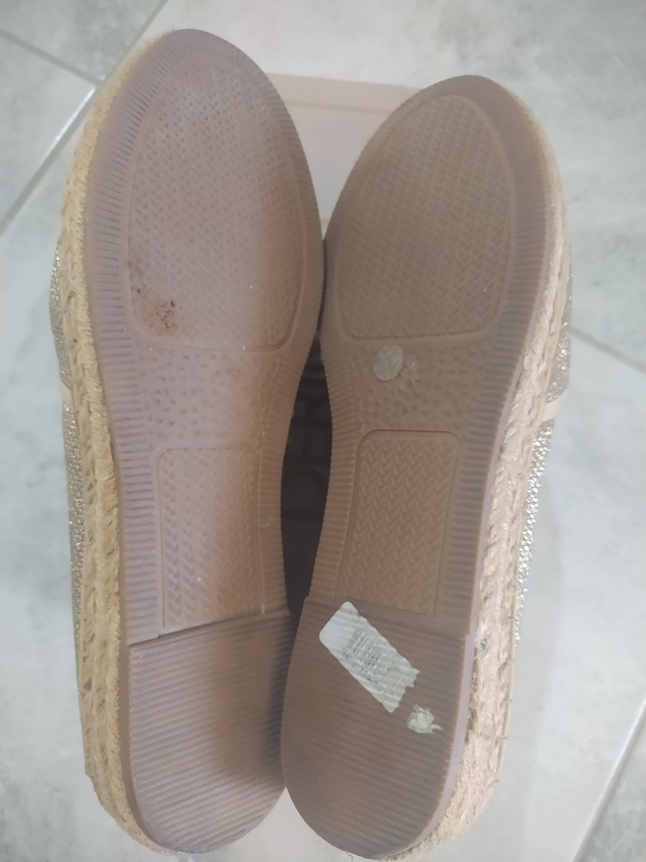 Simli Altın Renk Kadın Dolgu Topuk Espadril - Görsel 3