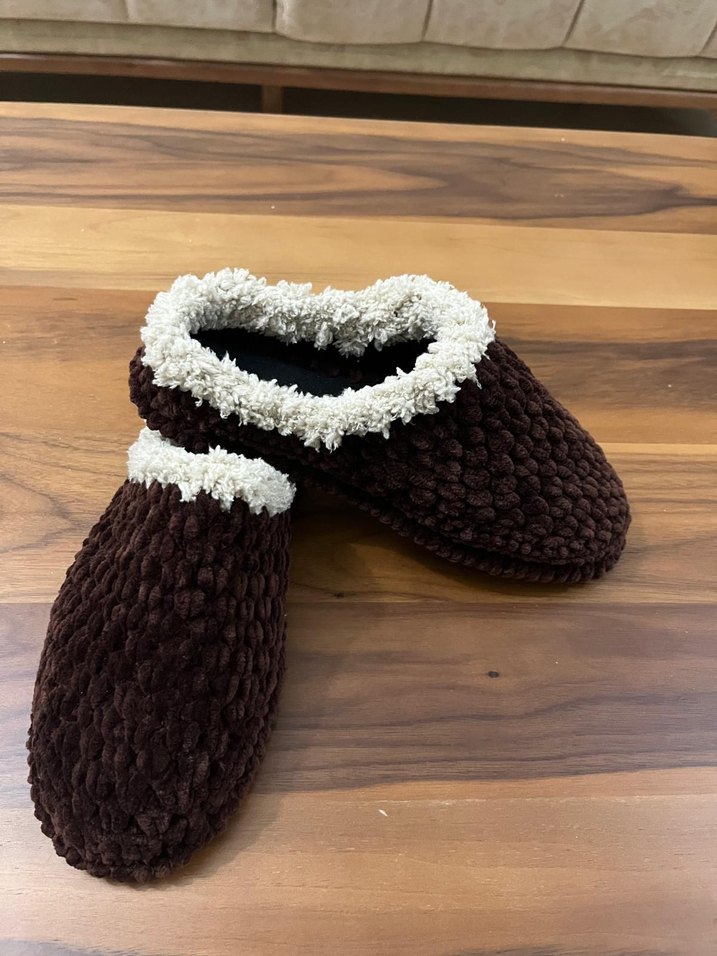 Kahverengi Örgü Kadın Ev Terliği - Görsel 2