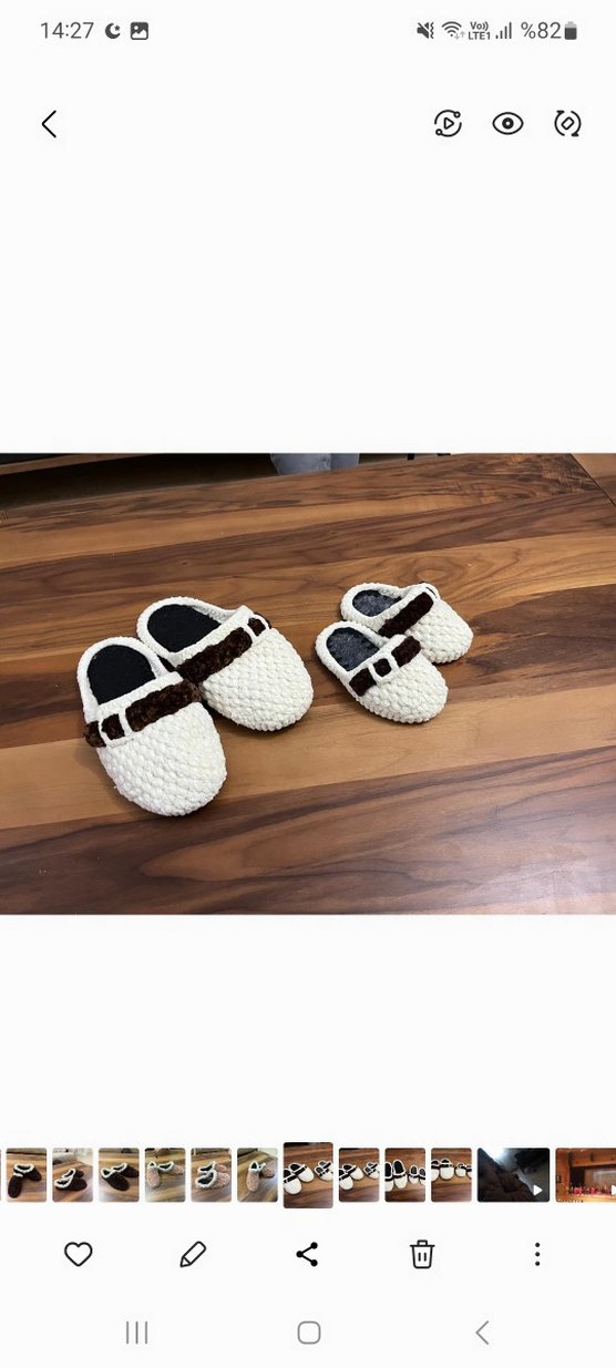 Beyaz Örgü Kadın Ev Terlikleri - Görsel 2