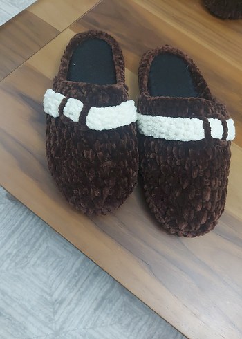 Kahverengi Örgü erkek Terlikler - Görsel 2