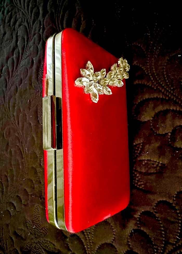 Kırmızı Saten Abiye Çanta - Görsel 3