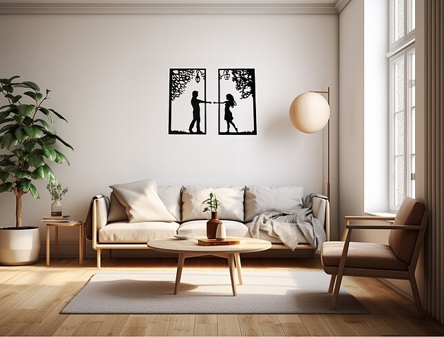 ROMANTİK EL ELE SEVGİLİ ÇİFT AŞK MDF LAZER Kesim 4mm Duvar Tablo