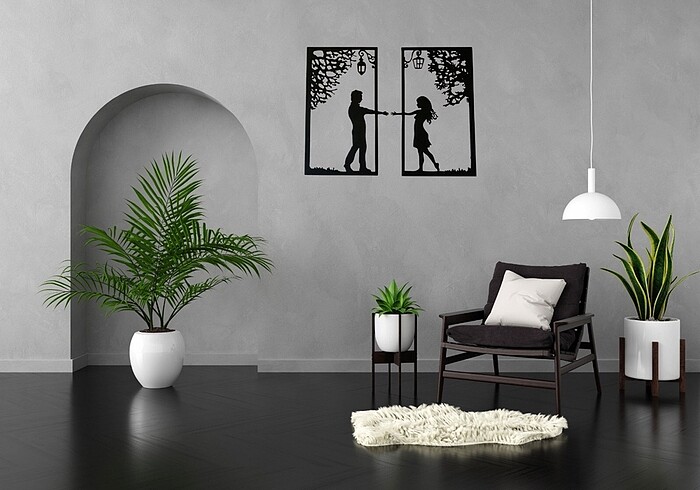 Beden siyah Renk ROMANTİK EL ELE SEVGİLİ ÇİFT AŞK MDF LAZER Kesim 4mm Duvar Tablo