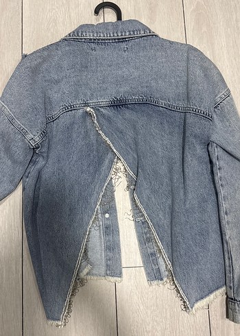 Düğmeli Mavi Kadın Denim Ceket - Görsel 2