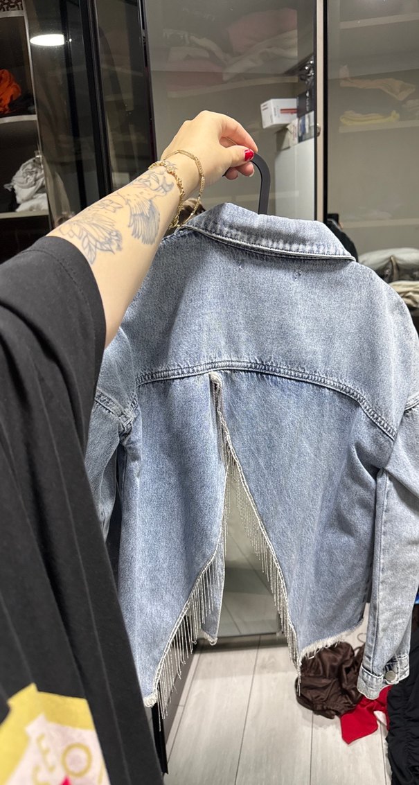 Düğmeli Mavi Kadın Denim Ceket - Görsel 3