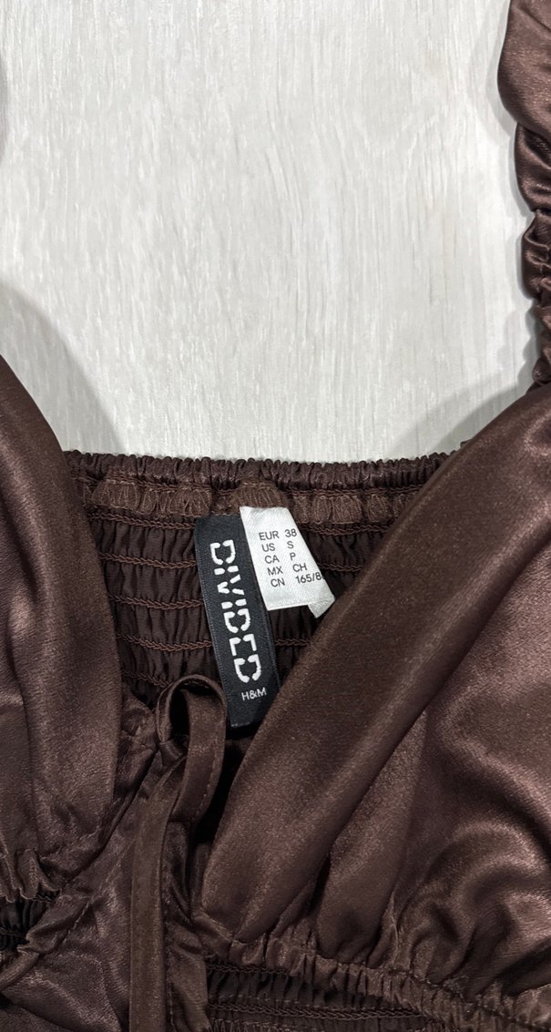 Drapeli Kahverengi Uzun Abiye Elbise - Görsel 3