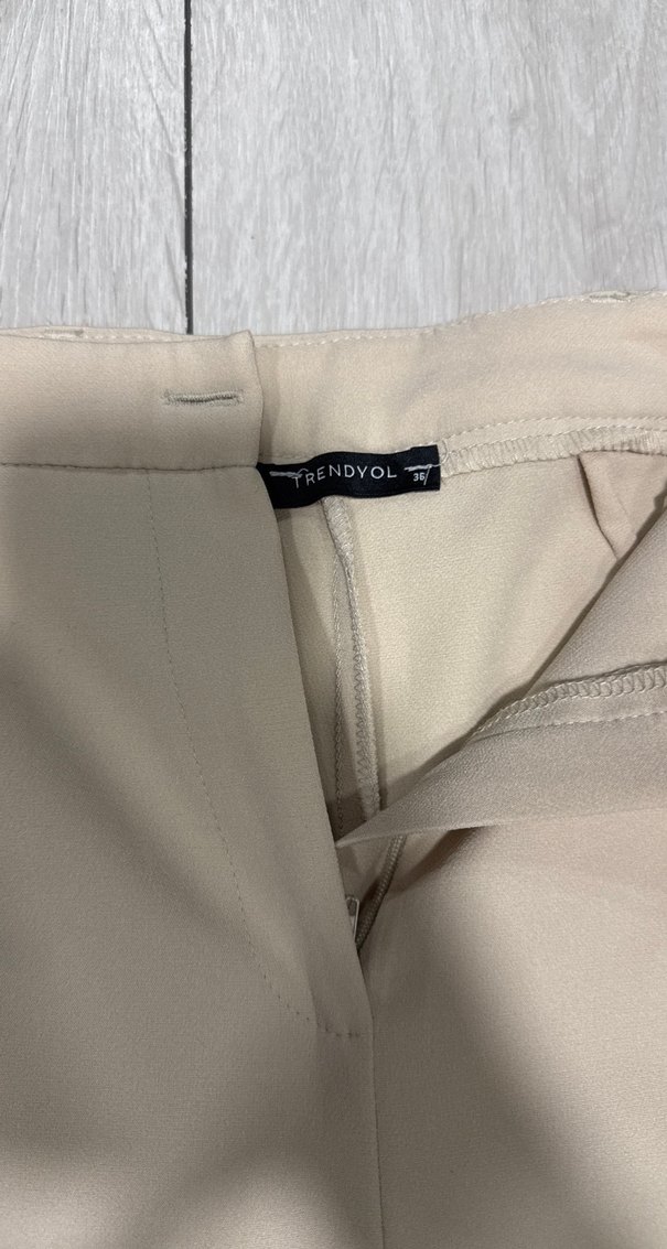 Bej Kadın Midi Kumaş Pantolon - Görsel 2