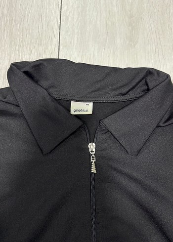 Siyah Yarım Fermuarlı Yüksek Yakalı Kadın Ceket - Görsel 2