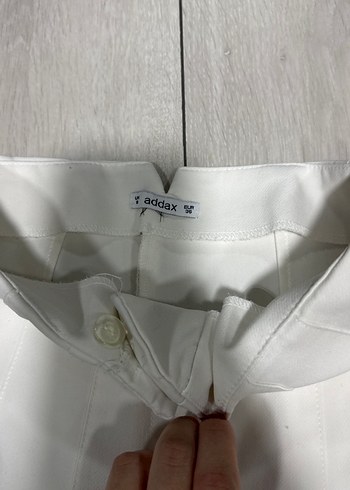 Addax Beyaz Pilili Kadın Kumaş Pantolon