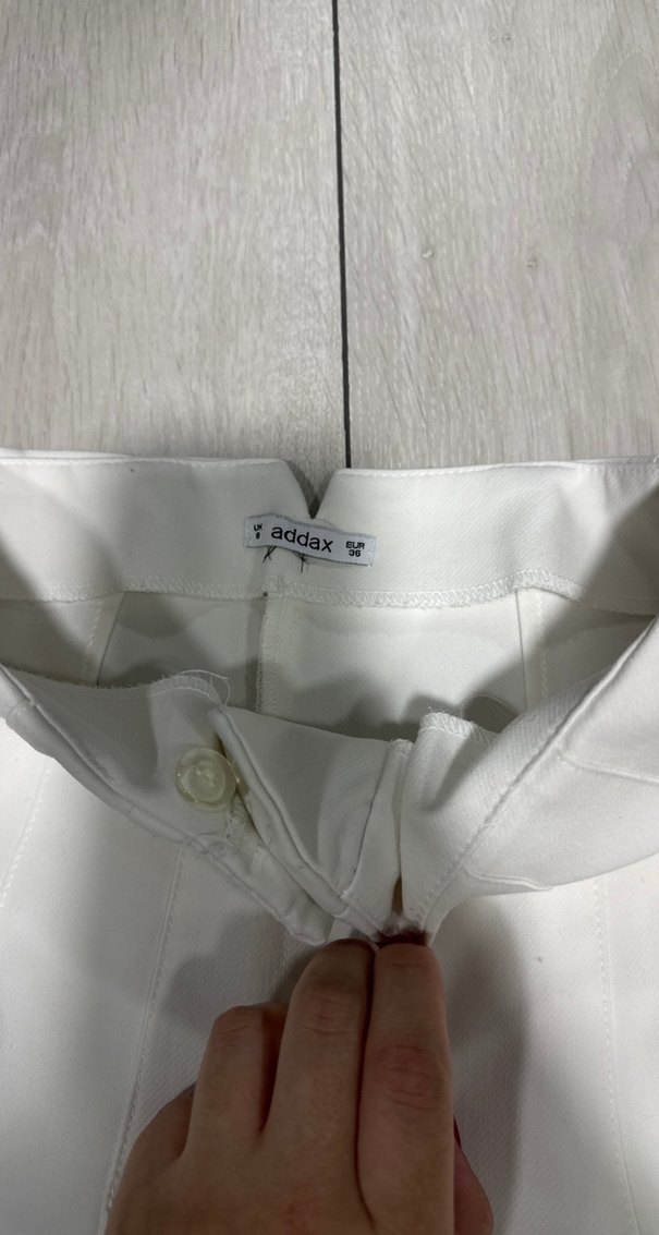 Beyaz Pilili Kadın Kumaş Pantolon - Görsel 2