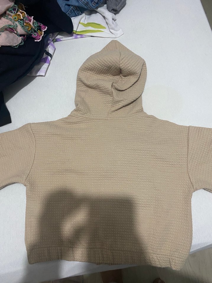 Kız Çocuk Bej Kapüşonlu Fermuarlı Ceket - Görsel 3