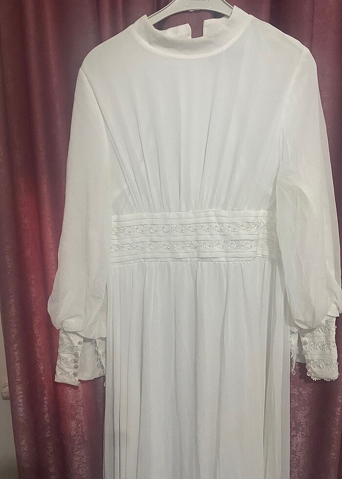 Kırık beyaz nikah veya günlük elbise - Görsel 2