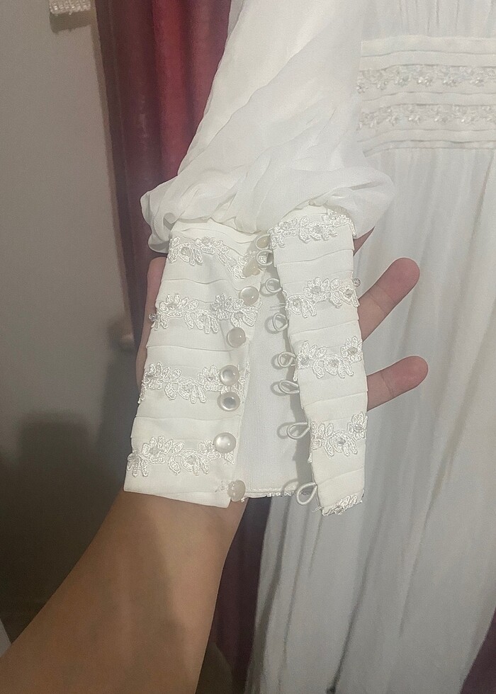 Kırık beyaz nikah veya günlük elbise - Görsel 3