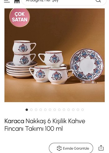 Karaca Nakkaş 6 Kişilik Kahve Fincanı Takımı 100 ml