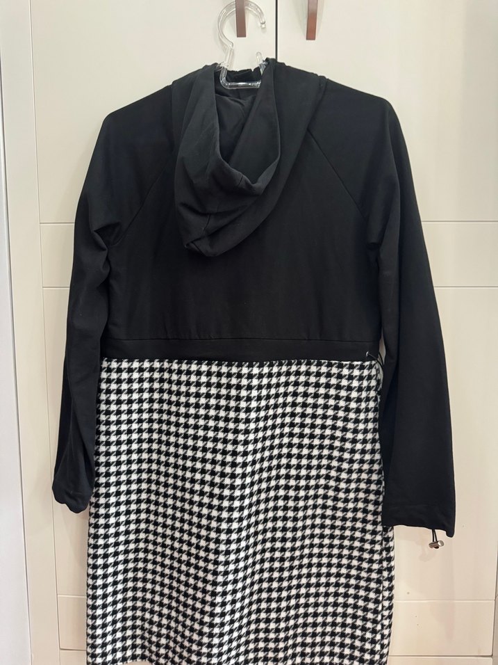 Siyah Kapüşonlu Midi Kadın elbise - Görsel 2