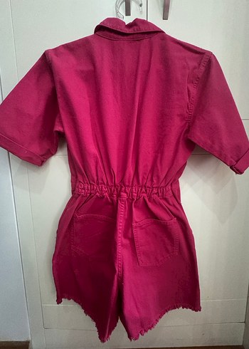 Fermuarlı Pembe Kısa Tulum - Görsel 2