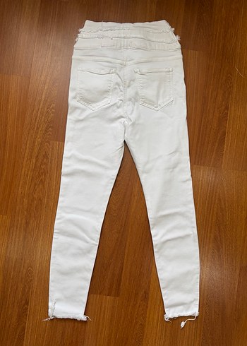 Kadın Beyaz Pamuklu Normal Kesim Jean - Görsel 2