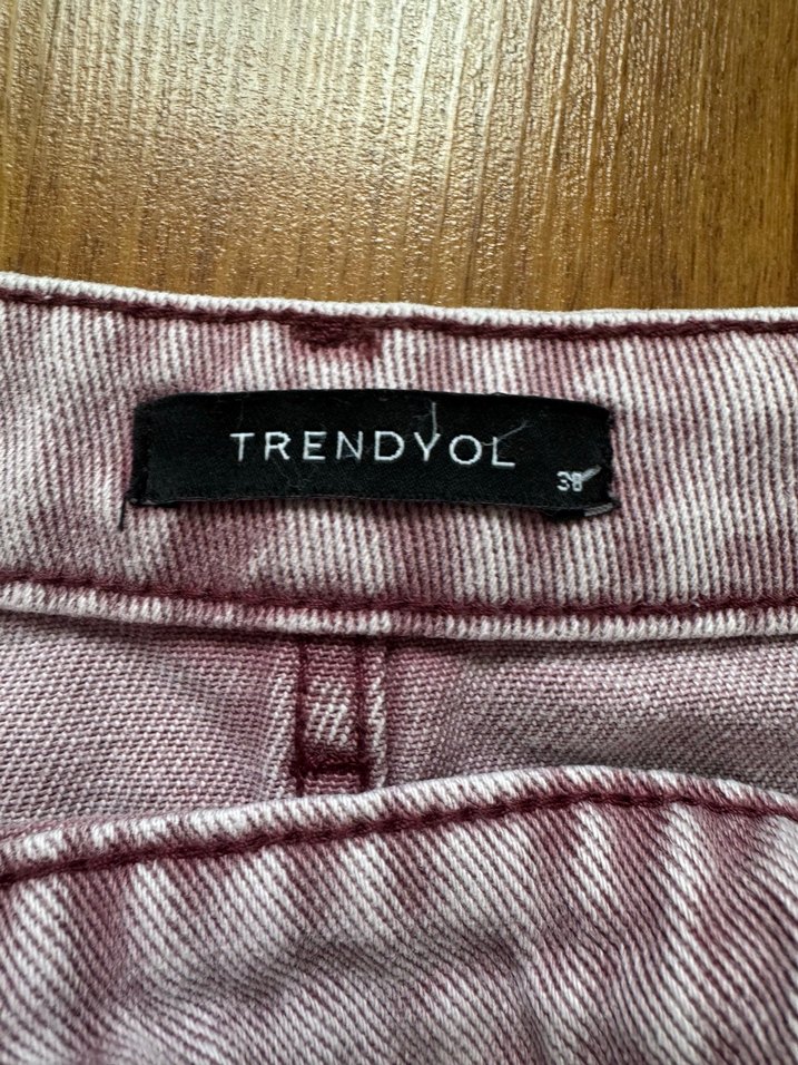 Pembe Düğmeli Midi Denim Etek - Görsel 3