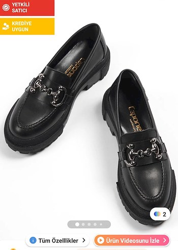 Zincir Detaylı Siyah kadın Loafer Ayakkabı