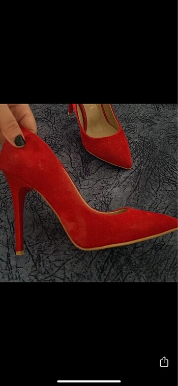36 Beden kırmızı Renk Kırmızı topuklu ayakkabı süet