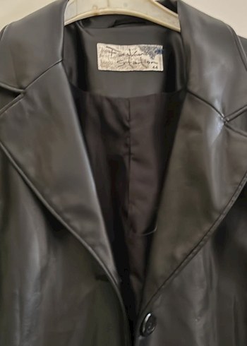 Düğmeli Siyah Deri Kadın Ceket - Görsel 6