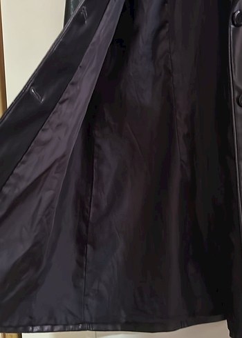 Düğmeli Siyah Deri Kadın Ceket - Görsel 5