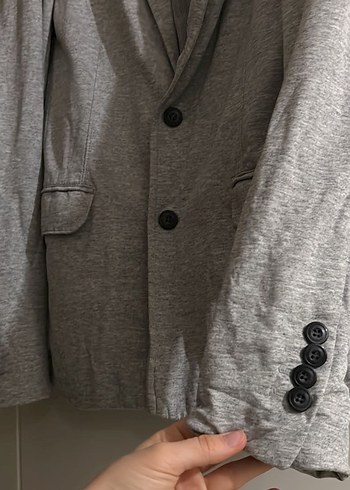 Gri Erkek Çift Düğmeli Keten Ceket - Görsel 2