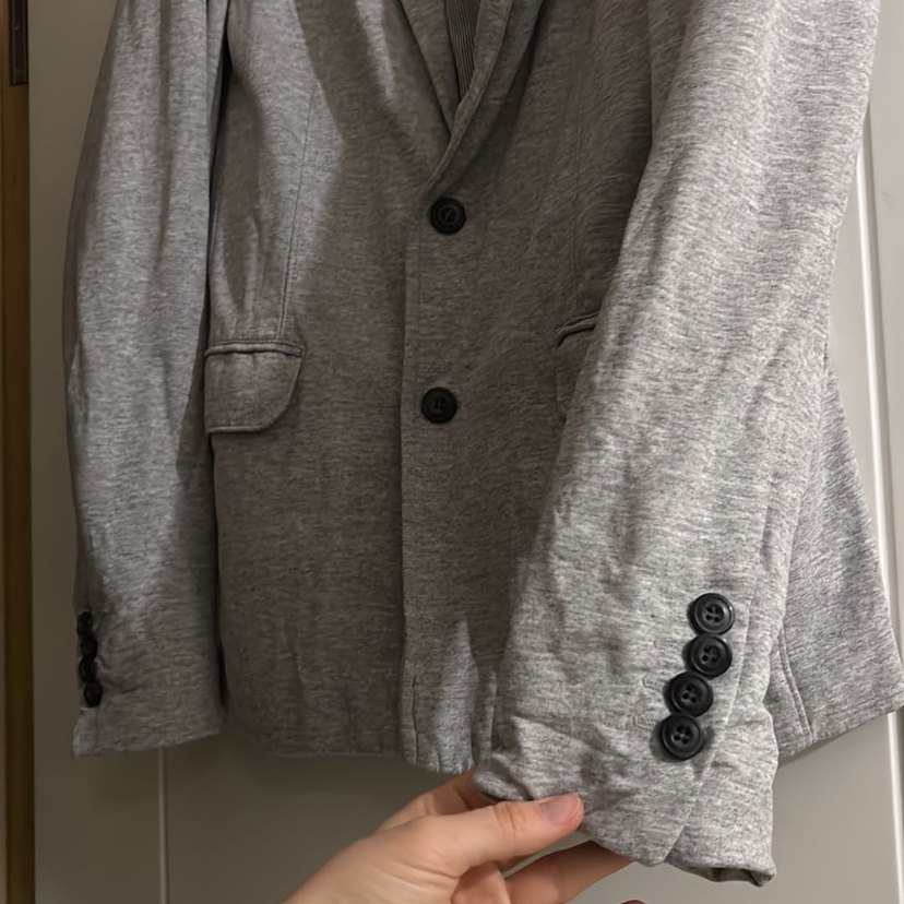 Gri Erkek Çift Düğmeli Keten Ceket - Görsel 2