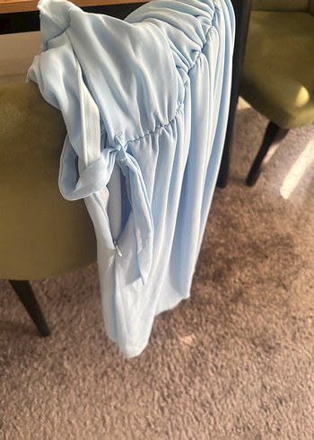 Mavi Straplez Hamile Elbisesi - Görsel 4