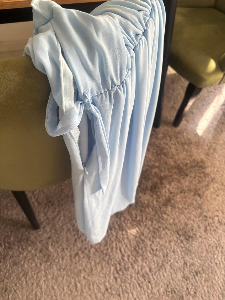 Mavi Straplez Hamile Elbisesi - Görsel 4