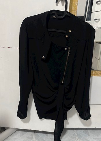 Siyah Midi Hamile Ceketi Fermuarlı - Görsel 3