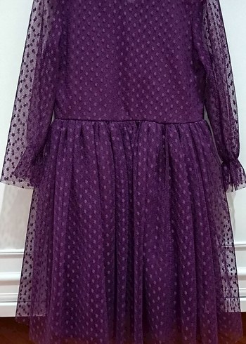 Uzun Kollu Mor Kız Elbisesi - Görsel 2