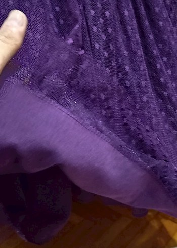 Uzun Kollu Mor Kız Elbisesi - Görsel 7