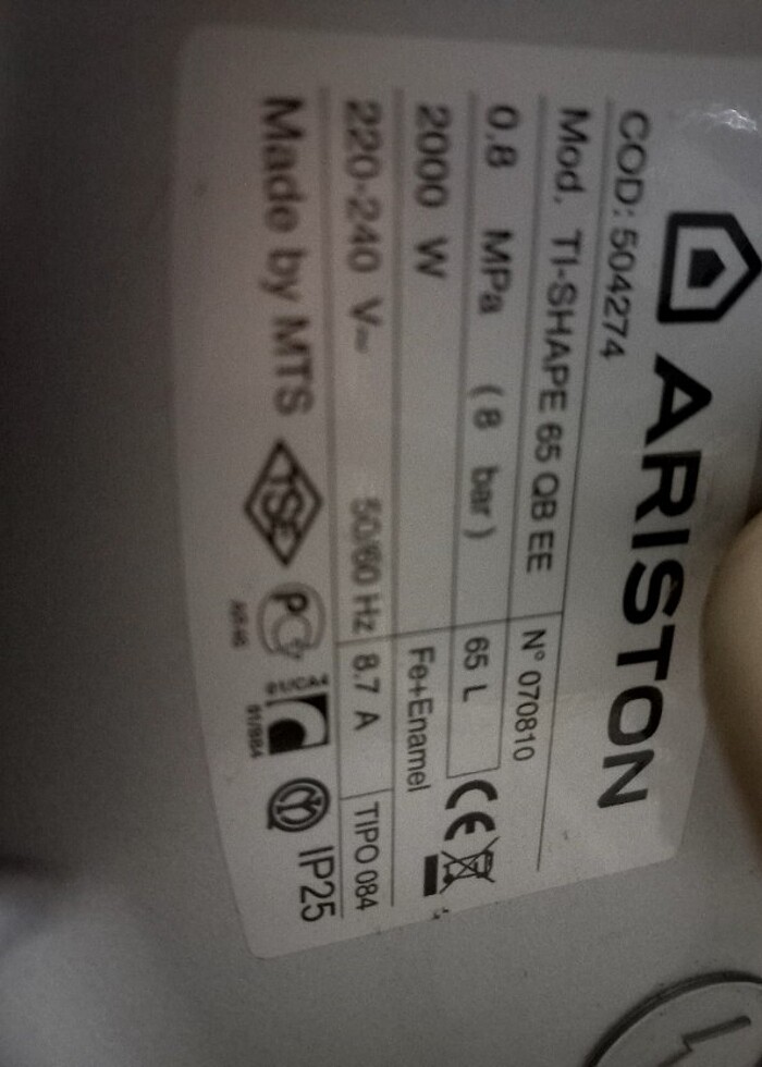 Ariston 65 litre termosifon - Görsel 2