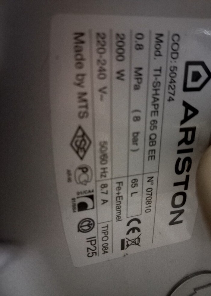 Ariston 65 litre termosifon - Görsel 3