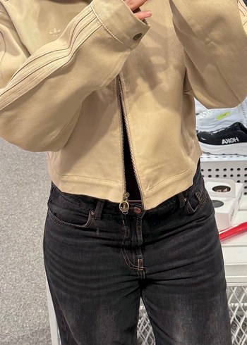 Bej Kot Fermuarlı Adidas Ceket - Görsel 4