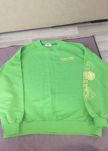 Yeşil Baskılı Kadın Sweatshirt