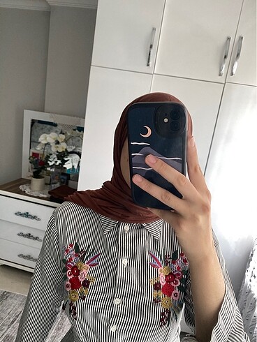 Diğer Çizgili önü nakışlı günlük elbise