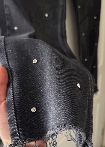 Gri taşlı Boru paça jean - Görsel 2